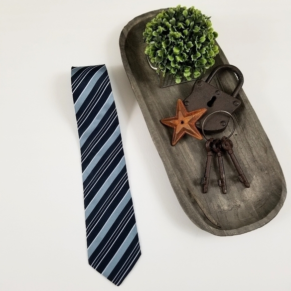 Boss Hugo Boss blue striped silk mens neck tie - Picture 1 of 6